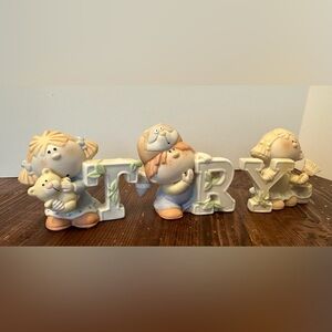 Vintage BUMPKINS FABRIZIO GEORGE GOOD FIGURINES Girls & Boy Lot Of 3 Letters TRY